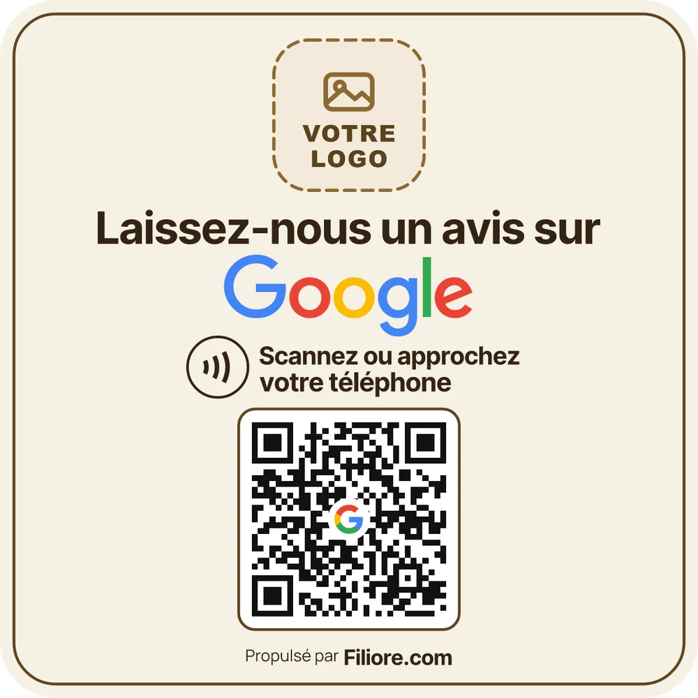 Plaque avis Google modèle Signature, avec l'emplacement de votre logo